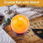 40 MM Natural Citrine Crystal Sphere Ball, Feng Shui Natural Transparent Ball Citrine Quartz with Holder for Wealth and Protect The House