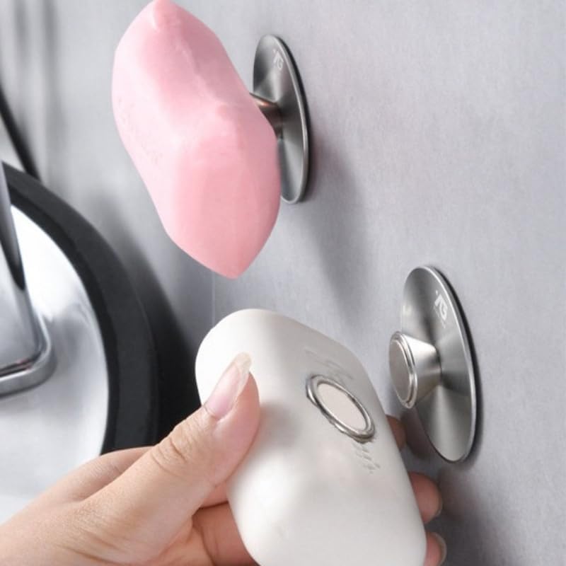 Magnetic Soap Dish - No-Drill Stainless Steel Soap Holder for Bathroom & Shower, Rustproof Wall-Mounted (Silver)