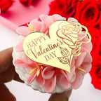 24 Pieces Valentine's Day Butterfly and Heart Design Cupcake Toppers, Gold Mirror Acrylic Decorations, 2.2 x 1.77 Inch Happy Valentine's Day Design