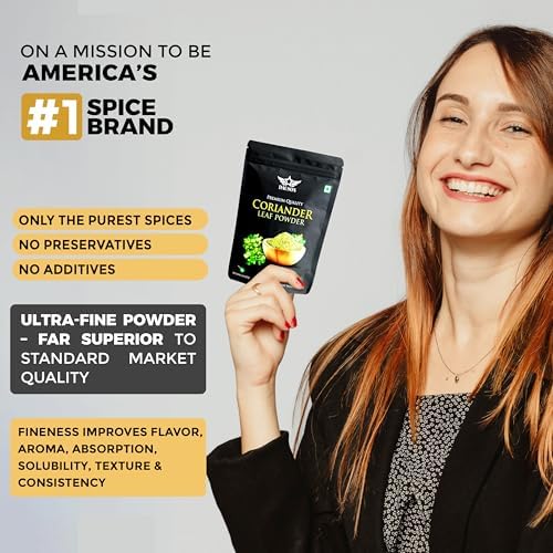 100% Pure Coriander Leaf Powder – 0.88 oz, Aromatic Coriander Spice for Cooking, Seasoning & Garnishing