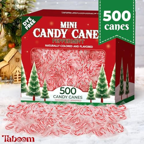 Bulk Mini Candy Cane Individually Wrapped 495 Pack - Small Peppermint Candy Canes Red & White Christmas Candy For Holiday Gifts, Stocking Fillers, Party Favors & Decorations