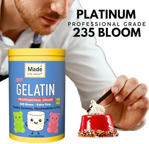 Made By Nature Gelatin - Unflavored, 235 Bloom, Professional Grade, Beef, for Healthy Gummies, Marshmallows, Desserts, Soups, Facemasks, Skin Care