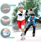 SULIFEEL Rainbow Unicorn Knee Pads for Kids Knee Elbow Pads Wrist Guards with Drawstring Bag Adjustable Protective Gear Set for Girls Roller Skating Bike Cycling Skateboard Scooter Shiny Medium
