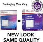 HEALQU Island Dressing - 4"x4", 30 Count - Bordered Gauze Sterile Individually Wrapped Gauze Pads, Water-Resistant, Non-Woven Backing - Soft and Breathable Wound Dressing for First Aid and Medical