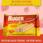 Ruger Wafers Austrian Strawberry Wafers, 2.125 Ounce (Pack of 12) - Delightfully Crisp and Creamy Strawberry Treats with Natural Ingredients and Extended Freshness, Ideal for Snacking, Desserts, and Anytime Enjoyment