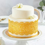 Premade Cake Lace - GOLD - Ready to Use Edible Cake Lace Decoration - Sugar Decorations for Cakes - Edible Ribbon - Incl.3 pieces