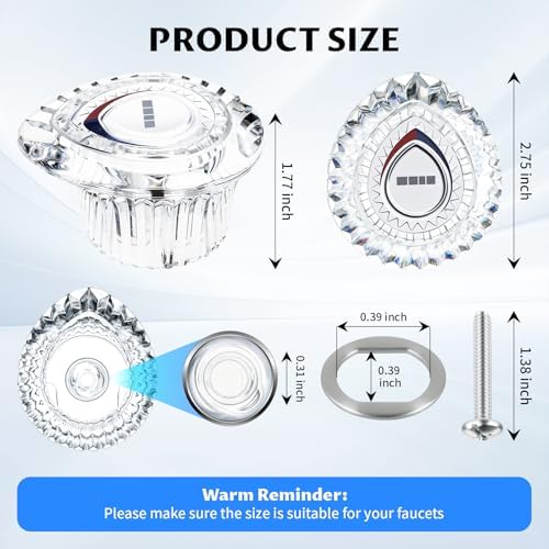 2 Pack 96797 Shower Handle Replacement, Compatible with Moen Chateau Single-Handle Tub/Shower Handle, Shower Knob Replacement Kit, for 1225 Cartridge, Include Screws (2)