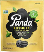 Panda ® | Natural Soft Original Licorice | Pure Panda Black Licorice Candy Made with Only 4 Natural Ingredients | Non-GMO Project verified | Vegan & Fat Free | 200 G - 7 OZ x 8 – Resealable Bags Pack