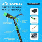 20 Feet Reach Solar Panel Cleaning Brush & Water Fed Pole Kit Professional System for Window & Glass Cleaning Washing Equipment Tool Scrubber Brush & Hose Spray Washer