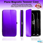 PU Leather Empty Tweezers Storage Bag Magnetic Lash Tweezers Case Anti- Organizer for Eyelash Grafting Extension Tweezers (Purple)