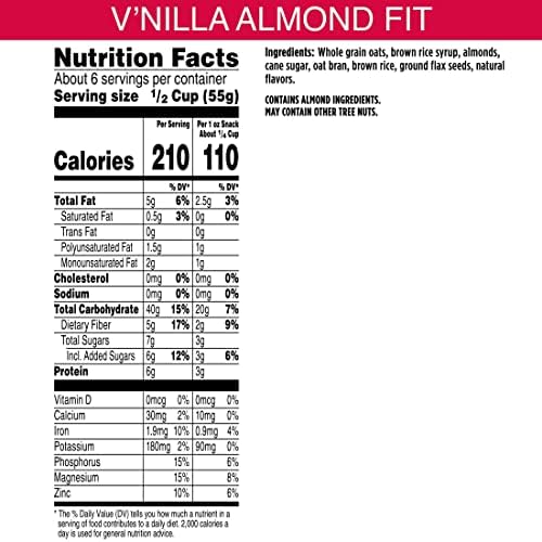 Bear Naked Granola Cereal, Whole Grain Granola, Breakfast Snacks, Vanilla Almond Crisp (6 Bags)