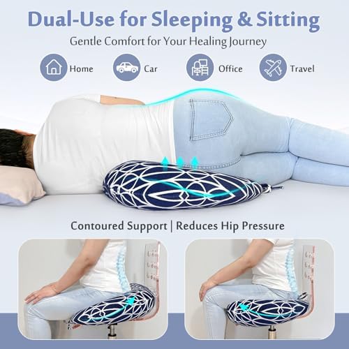 AOSSA BBL Pillow After Surgery Brazilian Butt Lift Pillow Post Surgery Recovery for Sitting Sleeping Driving Booty Butt Pillows for Women Lumbar Back Hip Cushion Seat Support Foam BBL Wedge Pillow