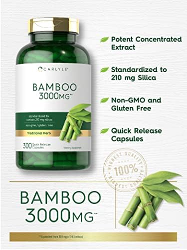 Carlyle Bamboo Extract Capsules | 300 Count | 210mg Silica | Non-GMO, Gluten Free Supplement