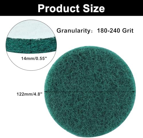 5 Inch Replacement Scrub Pads, 8 Pack Super Abrasive Green Scrubbing Pads, 180-240 Grit Drill Power Brush, Heavy Duty Cleaning Pads for Kitchen, Bathroom, Carpet, Shower, Tub, Grill, Tile