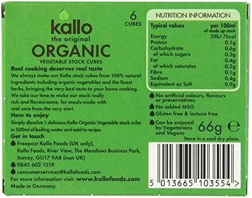 Kallo Organic Vegetable Stock Cubes 66G