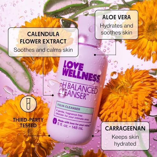 Love Wellness pH Balancing Cleanser | Feminine Vaginal Wash | Fragrance-Free | Vaginal Cleanser for Balanced pH, Intimate Health & Hygiene | Non-Irritating with Aloe Vera for Sensitive Skin | 5 Fl Oz