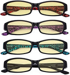 Eyekepper 4-pack Reading Glasses Blue Light Blocking for Women Yellow Tinted +2.00