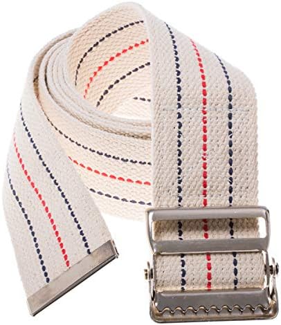 COW&COW Transfer and Gait Belt with Metal Buckle - Transfer Walking and Standing Assist Aid For Caregiver Nurse Therapist 2 inches (Beige with Stripes, 60")
