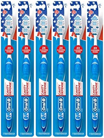 Oral-B Cavity Defense Toothbrush with Cup Shaped Bristles & Tongue Cleaner, Soft - Pack of 6