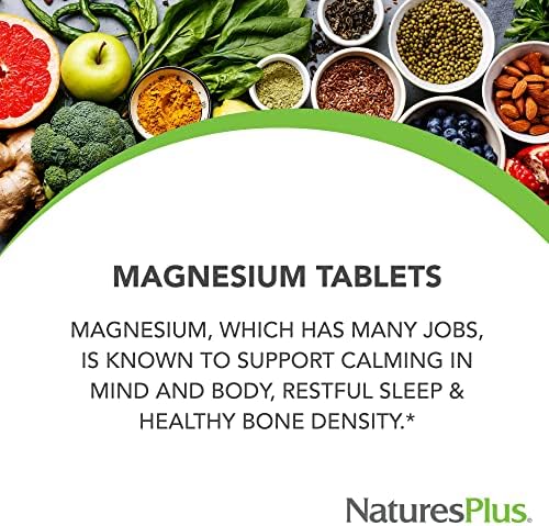 NaturesPlus Magnesium - 200 mg, 180 Tablets - Vegetarian, Gluten Free - 180 Servings