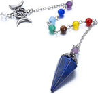 CrystalTears Lapis Lazuli Healing Crystals Pendulum Natural Crystal Stone Point Pendulums for Dowsing Meditation Divination Tool Spiritual Crystal Gifts for Witchcraft Crystal Grid Positive Energy