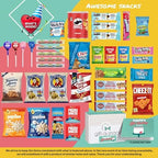 Gift A Snack - Happy Birthday Snack Box Variety Pack Care Package + Greeting Card (45 Count) Bday Sweet Treats Gift Basket, Candies Chips Crackers Bars - Office Food Assortments