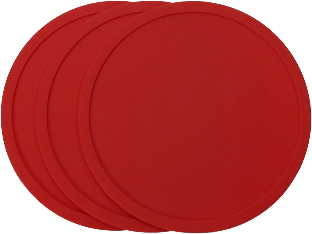 ONLYKXY 3 Pieces 3.93 Inch Silicone Coasters, Round Coasters for Drinks, Beverage Coffee Tea Coaster (Red)