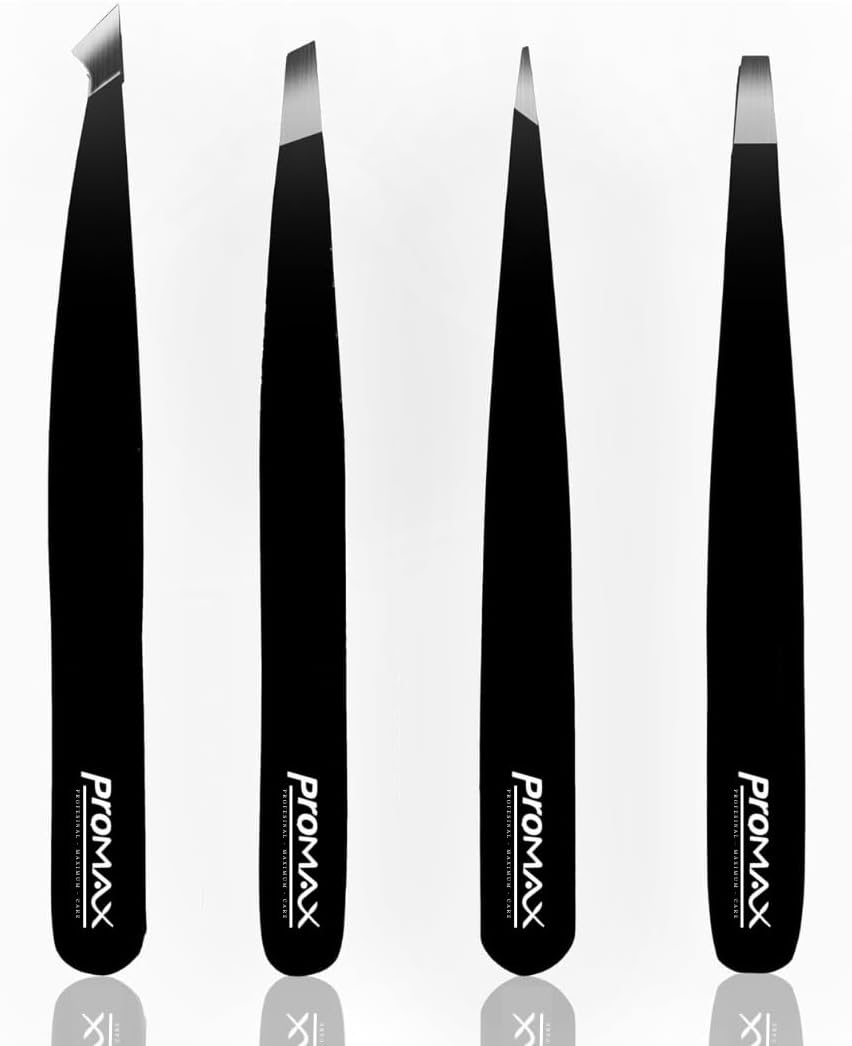 Promax Care Tweezers Set - Professional Stainless Steel Tweezers for Women Facial Hair, Lash Tweezers, Beauty Tools Accessories, Great Precision for Splinter and Ingrown Hair Removal