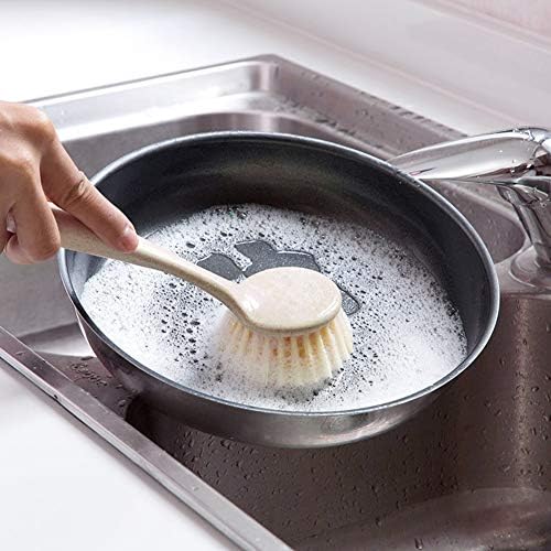 Jerliflyer Dish Brush with Handle, Kitchen Dish Washing Brush Long Handle Brush for Cleaning Dishes, Pots, Pans, Sinks and Stoves