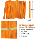 200 Pack 4.5 Inch Orange Popsicle Sticks, Wood Craft Sticks for Crafts, Learning and STEM Basics