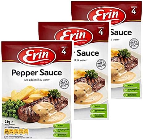 Erin Pepper Sauce 3 pack, Irish Peppercorn Sauce, 23g per bag