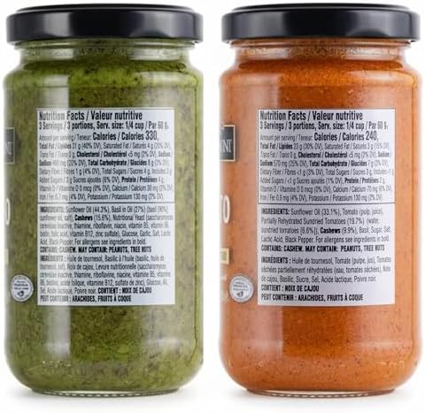 Tuscanini Pesto Variety Pack, Basil & Sun-Dried Tomato, 6.7 oz (2 Pack) | Imported Gourmet Pesto | Dairy-Free | Nothing Artificial