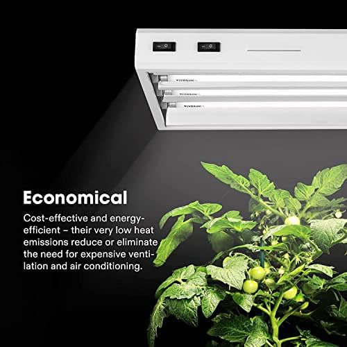 VIVOSUN T5 Grow Light Bulbs 4 Ft 46 Inches, 54W 6500K HO Fluorescent Tubes Light Bulbs, Cool White T5 Bulb for 46 Inches T5 Light Fixtures, T5 Grow Lights for Indoor Plants, 4 Ft 54W Pack of 5