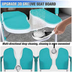 Height Adjustable Shower Chair, Shower Chair with Removable Backrest and Armrest, Non-Slip Shower Stool for Seniors and Disabled, U-Shaped Seat, Eva Cushion, Up to 150 Kg Blue