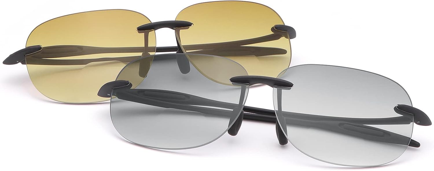 2 Pairs Rimless Bifocal Reading Glasses UV400 Protection Sunglasses Readers for Men and Women Classic Vintage Eyewear