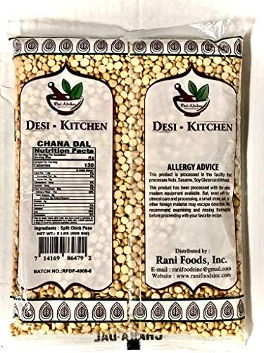 Desi Kitchen Chana Dal 2LB (32oz) (Split Desi Chickpeas Without Skin) By Rani Foods Inc