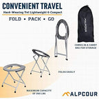 Alpcour Portable Toilet Seat – Compact Lightweight Indoor & Outdoor Commode w/Built-In Bag Hooks & Travel Bag – Heavy-Duty Stainless-Steel Chair is Durable & Convenient For Camping, Travel & Emergency