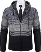 Mylldey Mens Hoodies Knit Sweater, Full Zip Fleece Lined Cardigan Sweaters Casual Regular Fit Knit Hooded Men Sweater Jacket