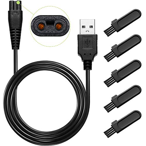 Honoson Head Shaver Power Cord Replacement Electric Shaver Charger Razor Cord USB Cable Charging Data Line and 5 Pieces Cleaning Brush Hair Clipper Compatible with Pitbull/norelco 9188 3188