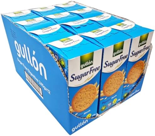 Gullon Sugar Free Digestive Biscuits, 12 x 245g – Vegan, High Fiber, No Added Sugar, Ideal for Diabetics & Health-Conscious Lifestyles