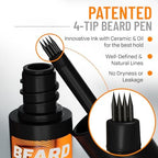 FOLLICLE BOOSTER Beard Pen Filler Styling Kit for Men - 3-in-1 Filling Set with 4-Tip Fork, Normal Pencil, and Brush - Waterproof, Sweatproof & All-Day Hold - Deep Dark Brown