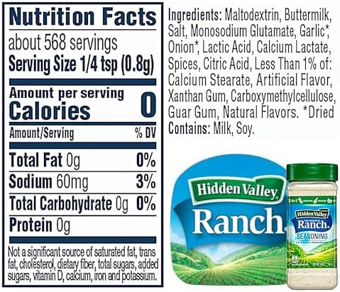 Ranch Seasoning Powder | Hidden Valley Original Ranch Salad Dressing, Seasoning Mix and Dip | Zero Saturated Fat, Trans fat and Cholesterol | with the Hint of Creamy Buttermilk & Keto Friendly | 16 Fl oz Shaker Bottles | BETRULIGHT Value Pack of 2