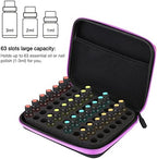 OUKENS Essential Oil Carrying Case, 1-3ml 63 Slots Hard EVA Shell Essential Oils Storage Organizer Bag with Foam Insert and Carrying Handle (Purple)