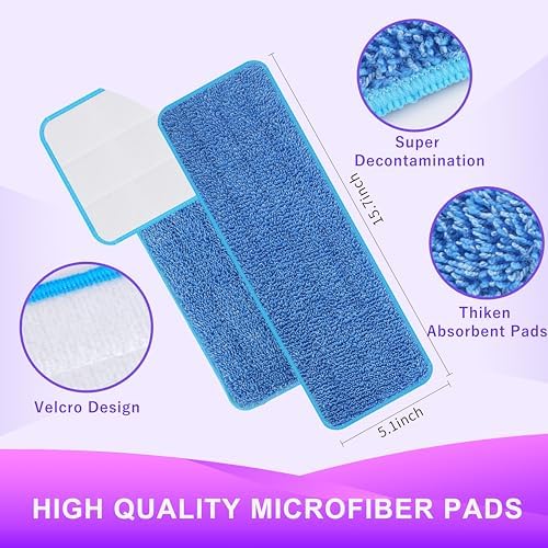 Reusable Power Mop Refill Pads for Swiffer Power Mop Starter Kit - Swifter Powermop Pads Refills - Multi-Surface & Wood Mopping Pad Refill for Floor Cleaning - Washable Microfiber Pad, 4 Pack