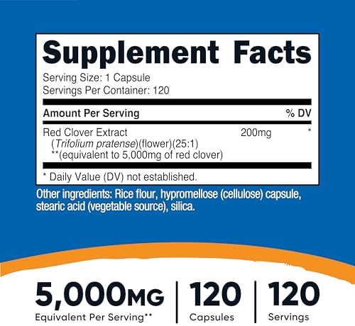 Nutricost Red Clover Blossoms Supplement 120 Capsules for 120 Servings Per Bottle - Red Clover Extract, Vegan