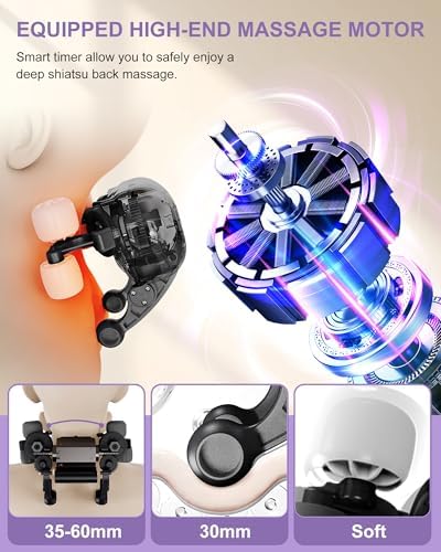 Shiatsu Neck Massager with Heat, Cordless Portable Cervical Traction Device with 10-Minute Timer for Full Body Muscle Pain Relief, Electric Deep Tissue Kneading Massage Pillow(Black)