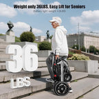 Electric Wheelchairs for Adults Foldable 36LBS Lightweight, 15 Miles Travel Range, Max Support 350 LBS, 500W Brushless Motors with LED Light, Airline Approval-Full Silver Color with New Armrests