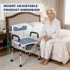 3 in 1 Bedside Commode Chair & Shower Chair for Elderly Adults, Portable Toilet with Adjustable Height, Arms & Removable Bucket for Home Care
