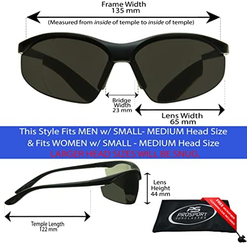 proSPORT Full Lens Reader Safety Glasses Clear or Smoke Sport Wraparound Curve NOT BIFOCAL