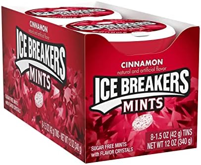 Ice Breakers Cinnamon Sugar Free Mints Tins, 1.5 oz (8 Count)